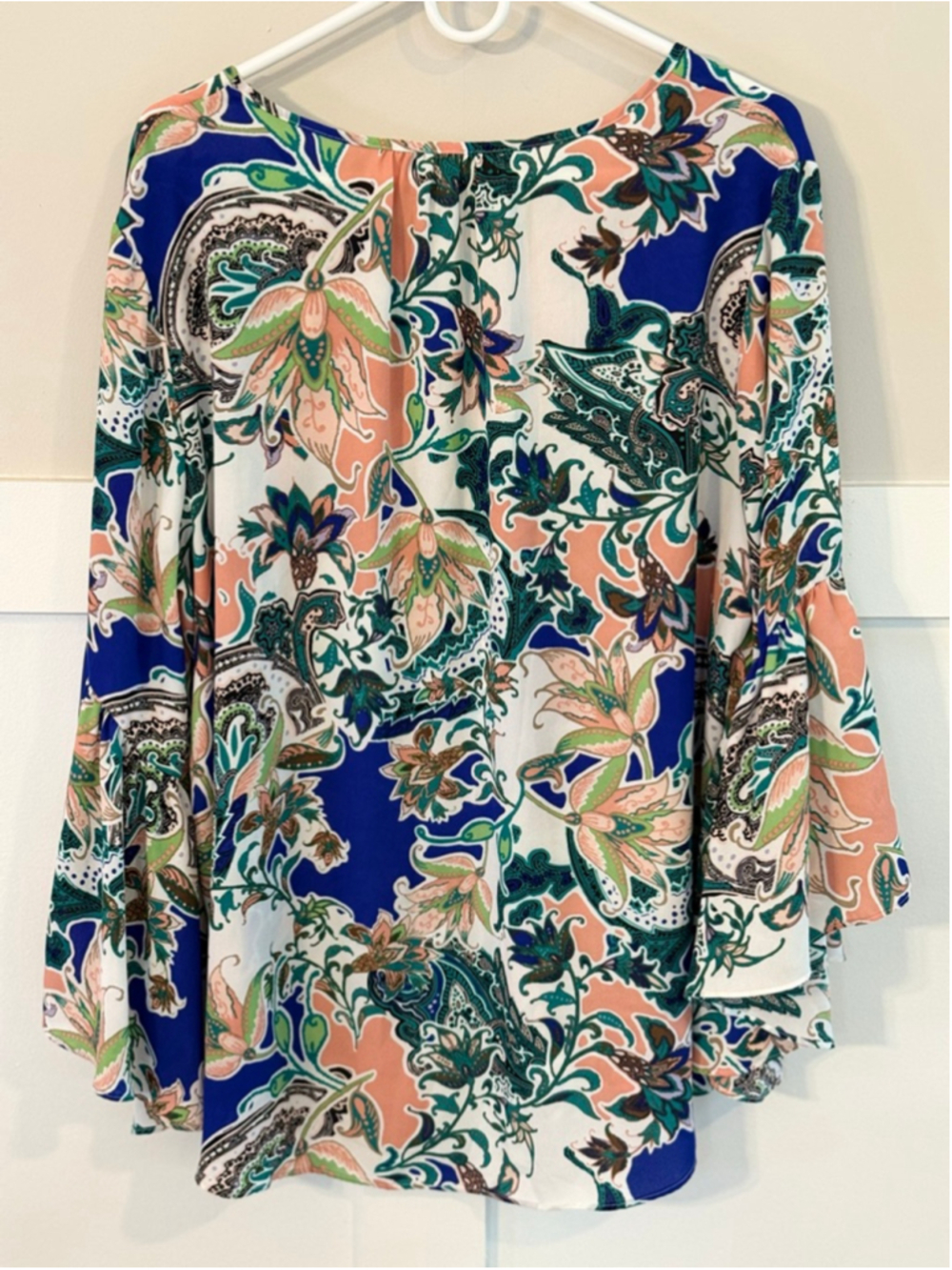 EST. 1946 XL Paisley Floral Bell Sleeve Boho Blouse - Picture 2 of 3